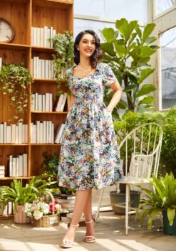 Magical Meadows Floral Fit and Flare Shirt Dress - Short Sleeve Sweetheart Neck with Pockets 16 Magical Meadows Floral Fit and Flare Shirt Dress - Short Sleeve Sweetheart Neck with Pockets -ModCloth 206847 magic medow 3