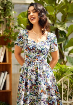 Magical Meadows Floral Fit and Flare Shirt Dress - Short Sleeve Sweetheart Neck with Pockets 18 Magical Meadows Floral Fit and Flare Shirt Dress - Short Sleeve Sweetheart Neck with Pockets -ModCloth 206847 magic medow 5