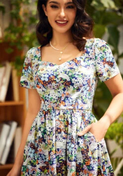 Magical Meadows Floral Fit and Flare Shirt Dress - Short Sleeve Sweetheart Neck with Pockets 19 Magical Meadows Floral Fit and Flare Shirt Dress - Short Sleeve Sweetheart Neck with Pockets -ModCloth 206847 magic medow 6