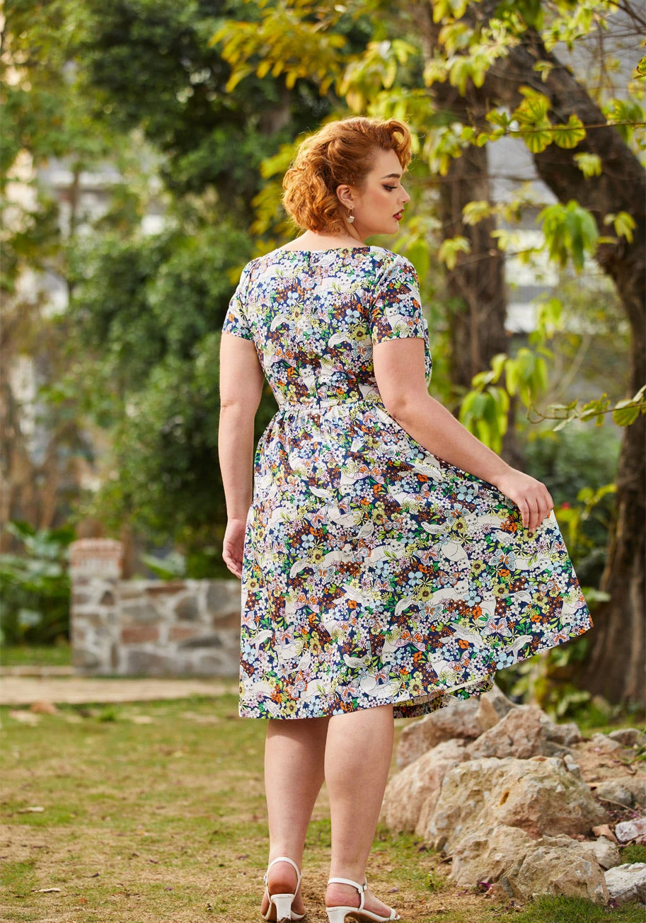 Magical Meadows Floral Fit and Flare Shirt Dress - Short Sleeve Sweetheart Neck with Pockets 11 Magical Meadows Floral Fit and Flare Shirt Dress - Short Sleeve Sweetheart Neck with Pockets - Image 9