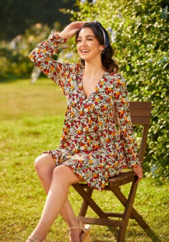 Ever So Sweetly Black Berry Blooms Floral Babydoll Dress – Empire Waist Mini with Pockets -ModCloth 206854 berry blooms 3