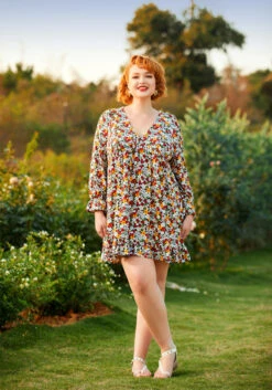 Ever So Sweetly Black Berry Blooms Floral Babydoll Dress – Empire Waist Mini with Pockets -ModCloth 206854 berry blooms 6