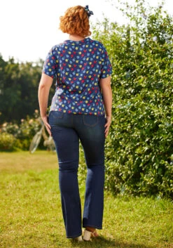 ModCloth Navy Blue Ditsy Floral Side-Tie Funnel Neck Vintage Blouse 18 ModCloth Navy Blue Ditsy Floral Side-Tie Funnel Neck Vintage Blouse -ModCloth 206857 golden girl ditsy floral 7
