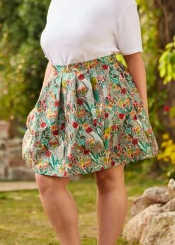 Bright On Pleated Skater Skirt 14 Bright On Pleated Skater Skirt -ModCloth 206860 SPRING BROCADE PLUS 2