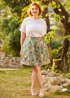 Bright On Pleated Skater Skirt 17 Bright On Pleated Skater Skirt -ModCloth 206860 SPRING BROCADE PLUS 5