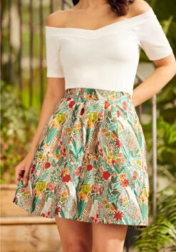 Bright On Pleated Skater Skirt 12 Bright On Pleated Skater Skirt -ModCloth 206860 spring brocade 3