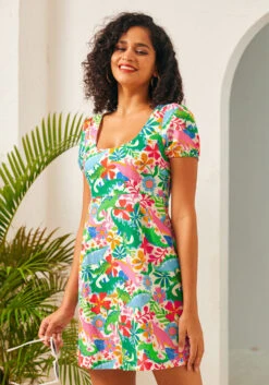 ModCloth Time-Twister Dinosaur Print Linen-Blend Mini Dress – Puff Sleeve Babydoll Dress 9 ModCloth Time-Twister Dinosaur Print Linen-Blend Mini Dress – Puff Sleeve Babydoll Dress -ModCloth 206933 dino flage 2