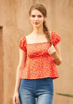 Empire Puff Sleeve Top 10 Empire Puff Sleeve Top -ModCloth 207159 redfl 4