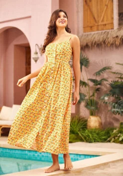 Quite Clearly Charismatic Orange Print Woven Cotton Midi Dress -ModCloth 207166 ORGPR HP 8 3e6ee41f f09f 49ce bfaa dfcf95a4a9d5