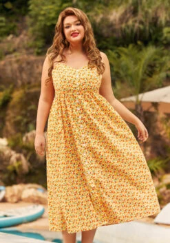 Quite Clearly Charismatic Orange Print Woven Cotton Midi Dress -ModCloth 207166 orgpr plus hp 3