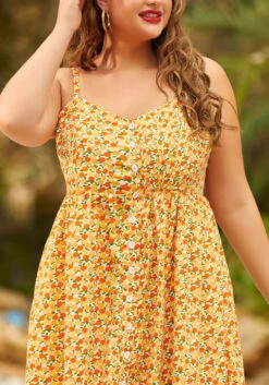 Quite Clearly Charismatic Orange Print Woven Cotton Midi Dress -ModCloth 207166 orgpr plus hp 4