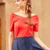 Ready For A Roman Holiday Poppy Red V-Neck Top – Flared Hem Short Sleeve Cotton Jersey Shirt 1 Ready For A Roman Holiday Poppy Red V-Neck Top – Flared Hem Short Sleeve Cotton Jersey Shirt -ModCloth 207220 poppy 4