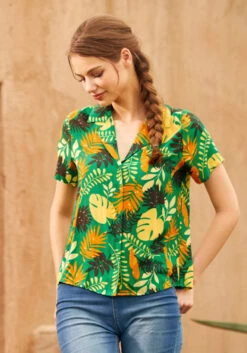 Call It A Classic Camp Collar Shirt -ModCloth 207238 grnfl 1