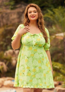 Picnic In Paradise Babydoll Dress 18 Picnic In Paradise Babydoll Dress -ModCloth 207252 lgrn plus hp 4