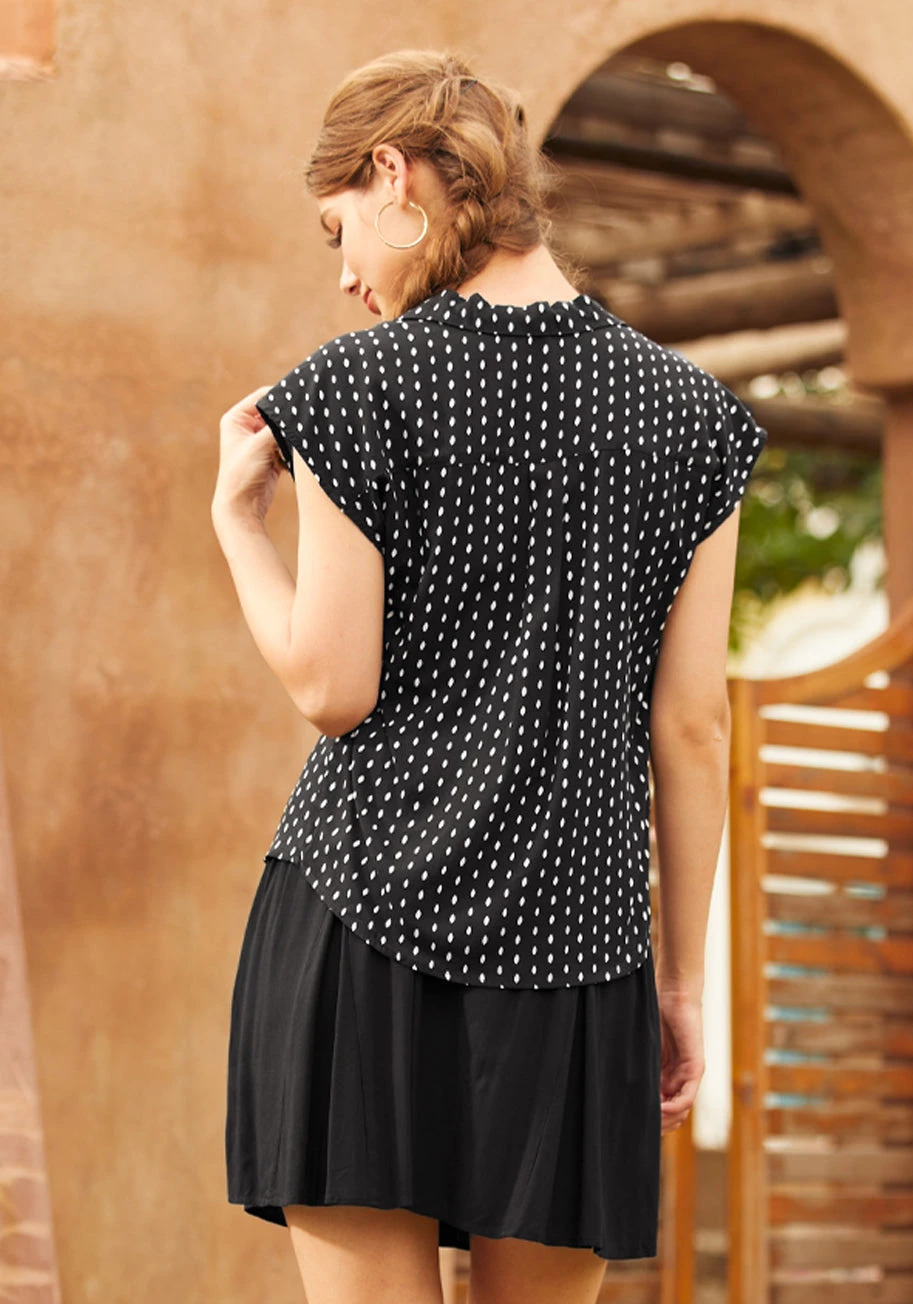 ModCloth Glad You Collared Black V-Neck Blouse – Plus Size Extended Shoulder Top 5 ModCloth Glad You Collared Black V-Neck Blouse – Plus Size Extended Shoulder Top - Image 3