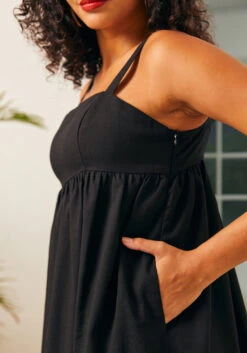 ModCloth Enchanted Forest Sleeveless Maxi Dress - Linen-Blend Empire Waist Gown -ModCloth 207321 blk 8