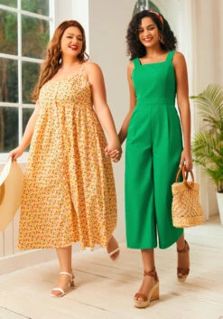 Quite Clearly Charismatic Orange Print Woven Cotton Midi Dress -ModCloth 207347 GRN HP 207166 ORGPR PLUS HP 2