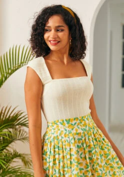 ModCloth Unbelievable Bliss Square-Neck Top – Extended Shoulder Vintage Style Plus Size Top -ModCloth 207353 IVORY 2