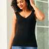 Gathered 'Round Tank Top -ModCloth 207370 blk 1