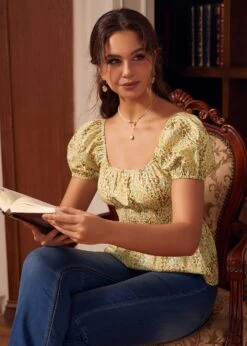 ModCloth Candlelit Café Cream Peplum Blouse – Romantic Puff Sleeve Cotton Top 12 ModCloth Candlelit Café Cream Peplum Blouse – Romantic Puff Sleeve Cotton Top -ModCloth 207401 CREAM MULTI HP 5