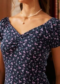 Blossom Boulevard Top -ModCloth 207419 NVYFL 6