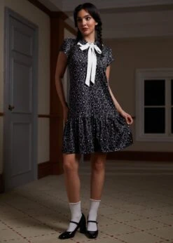 ModCloth Mornings In The Mist Ghost Print - Whimsical Ruffle Bow Mini Dress 12 ModCloth Mornings In The Mist Ghost Print - Whimsical Ruffle Bow Mini Dress -ModCloth 207544 CROWEDOFGHOST 1