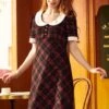 Soda Fountain Sweetie Cherry Grid Plaid Empire Waist Mini Dress -ModCloth 207550 REDPL 2copy