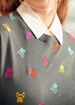 ModCloth Drive-In Diva Stormy Shadow Sweatshirt – Dark Gray Contrast Collar Retro Long Sleeve Top 13 ModCloth Drive-In Diva Stormy Shadow Sweatshirt – Dark Gray Contrast Collar Retro Long Sleeve Top -ModCloth 207555 DARKGRYSKULLPR 7