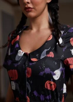 ModCloth Sweet Shiver Halloween Print Collared Mini Dress - Spooky Motif Button-Up Jersey -ModCloth 207561 HALLOWEENPR 7