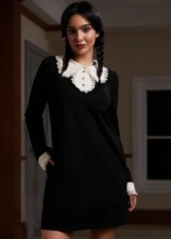 ModCloth Laced Leaf Shift Dress - Black with Contrast Lace Trim Ponte Dress -ModCloth 207562 BLK HP 4