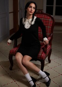 ModCloth Laced Leaf Shift Dress - Black with Contrast Lace Trim Ponte Dress -ModCloth 207562 BLK HP 5