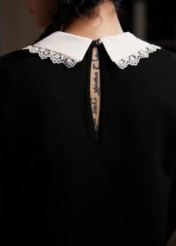 ModCloth Laced Leaf Shift Dress - Black with Contrast Lace Trim Ponte Dress -ModCloth 207562 BLK HP 7 2