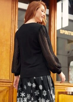 ModCloth More After Midnight Raven Black Knit Top with Contrast Sleeves -ModCloth 207565 BLK 3