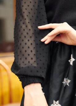 ModCloth More After Midnight Raven Black Knit Top with Contrast Sleeves -ModCloth 207565 BLK 7