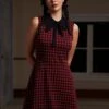 November Nostalgia Flare Dress -ModCloth 207568 BLK REDCHECK HP 1