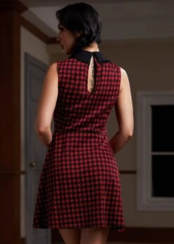 November Nostalgia Black and Red Checkered – Contrast Collar Fit and Flare Dress 11 November Nostalgia Black and Red Checkered – Contrast Collar Fit and Flare Dress -ModCloth 207568 BLK REDCHECK HP 3