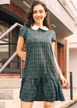 School Days Collared Dress -ModCloth 207594 GRN NVYPALID 1