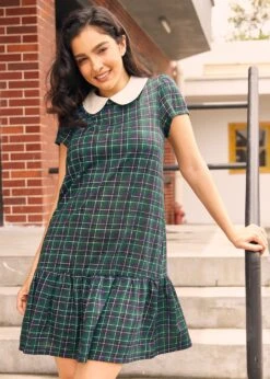 School Days Collared Dress -ModCloth 207594 GRN NVYPALID 2