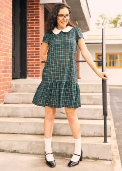 School Days Collared Dress -ModCloth 207594 GRN NVYPALID 4