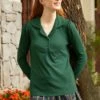 Bee's Knees V-Neck Henley -ModCloth 207601 FORESTGRN 1