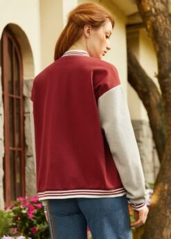 Bases Loaded Baseball Jacket -ModCloth 207611 BURGANDY GRY 3