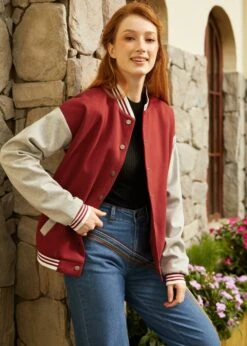 Bases Loaded Baseball Jacket -ModCloth 207611 BURGANDY GRY 5