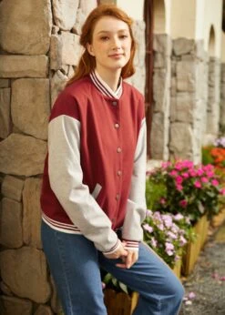 Bases Loaded Baseball Jacket -ModCloth 207611 BURGANDY GRY 5 2
