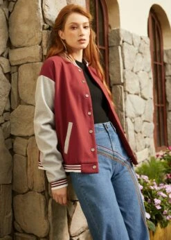 Bases Loaded Baseball Jacket -ModCloth 207611 BURGANDY GRY 6