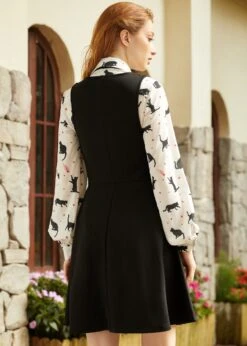 ModCloth Classically Charming Fit & Flare Dress – Vintage Pinafore Style with Pockets -ModCloth 207614 BLK HP 3