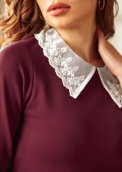 Pep In Her Step Lace Collar Shift Dress -ModCloth 207615 DustyRust 6