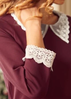 Pep In Her Step Lace Collar Shift Dress -ModCloth 207615 DustyRust 7