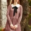 Couture Curtsy Long Sleeve Collar Dress -ModCloth 207616 ROSEPOLKADOT 6