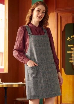 ModCloth Motown Mojo Checked Overall Dress – Vintage Plaid Pinafore with Pockets 11 ModCloth Motown Mojo Checked Overall Dress – Vintage Plaid Pinafore with Pockets -ModCloth 207621 BLKGREEN 2