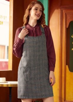 ModCloth Motown Mojo Checked Overall Dress – Vintage Plaid Pinafore with Pockets 13 ModCloth Motown Mojo Checked Overall Dress – Vintage Plaid Pinafore with Pockets -ModCloth 207621 BLKGREEN 6